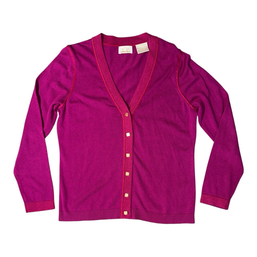 EP Pro Fuchsia Shimmer Cardigan Sweater Large NWOT